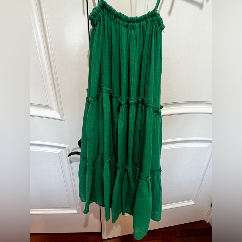 Lisa Maria Fernandez Linen A-Line Dress Size Large Green $595